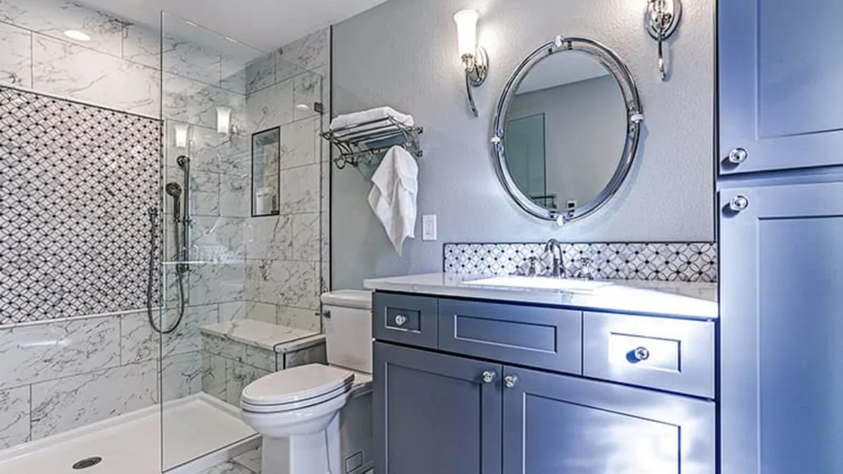 Half-bath refresh with new lighting and vanity installation